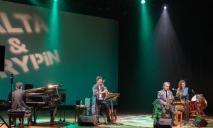 MALTA(Sax)、三木成能(pf)、小林鈴勘(尺八ほか)、江上瑠羽(和太鼓)